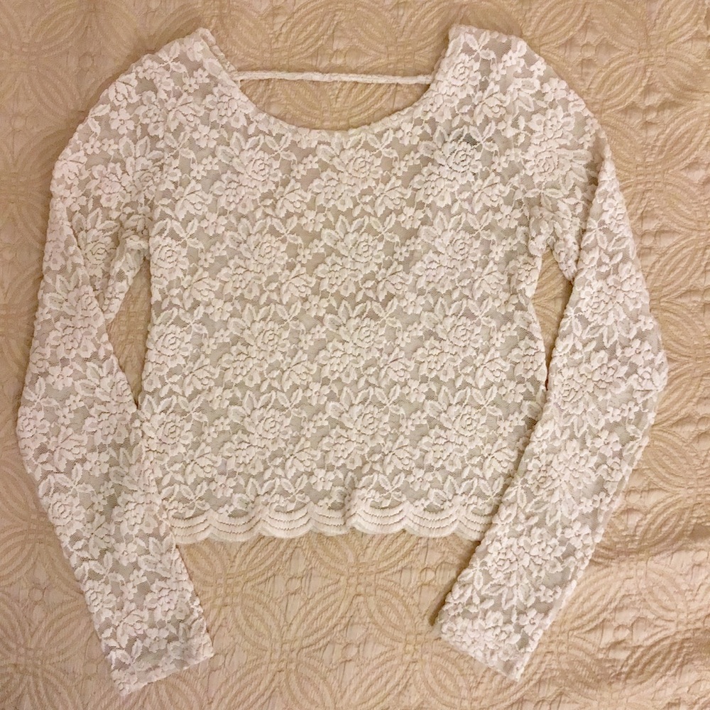 Audrey Sheer Lace Crop Top